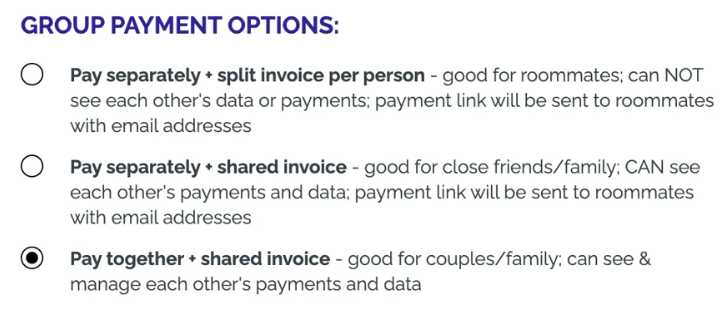 book together pay separately